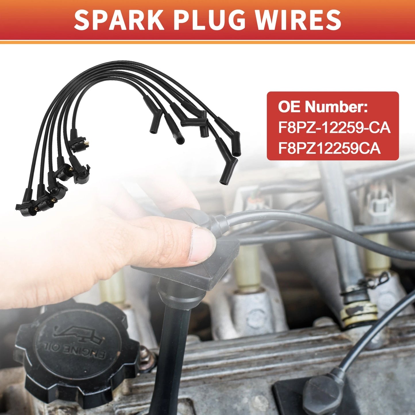 6 Pcs Spark Plug Wire Ignition Coil Cable for Ford Ranger (2001-2011)