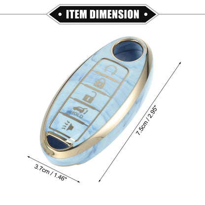 5 Button Smart Key Fob Cover TPU Blue for Nissan Altima Maxima