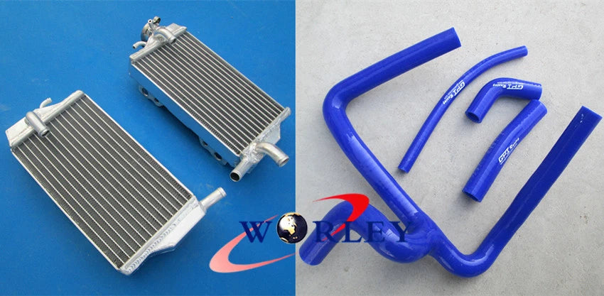 Aluminum Radiator + Y Hose Kit Blue for Honda CR250R (2002-2004)