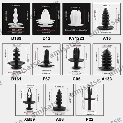 18 Size Retainer Clips & Plastic Fasteners for Car Vehicle (No Year)