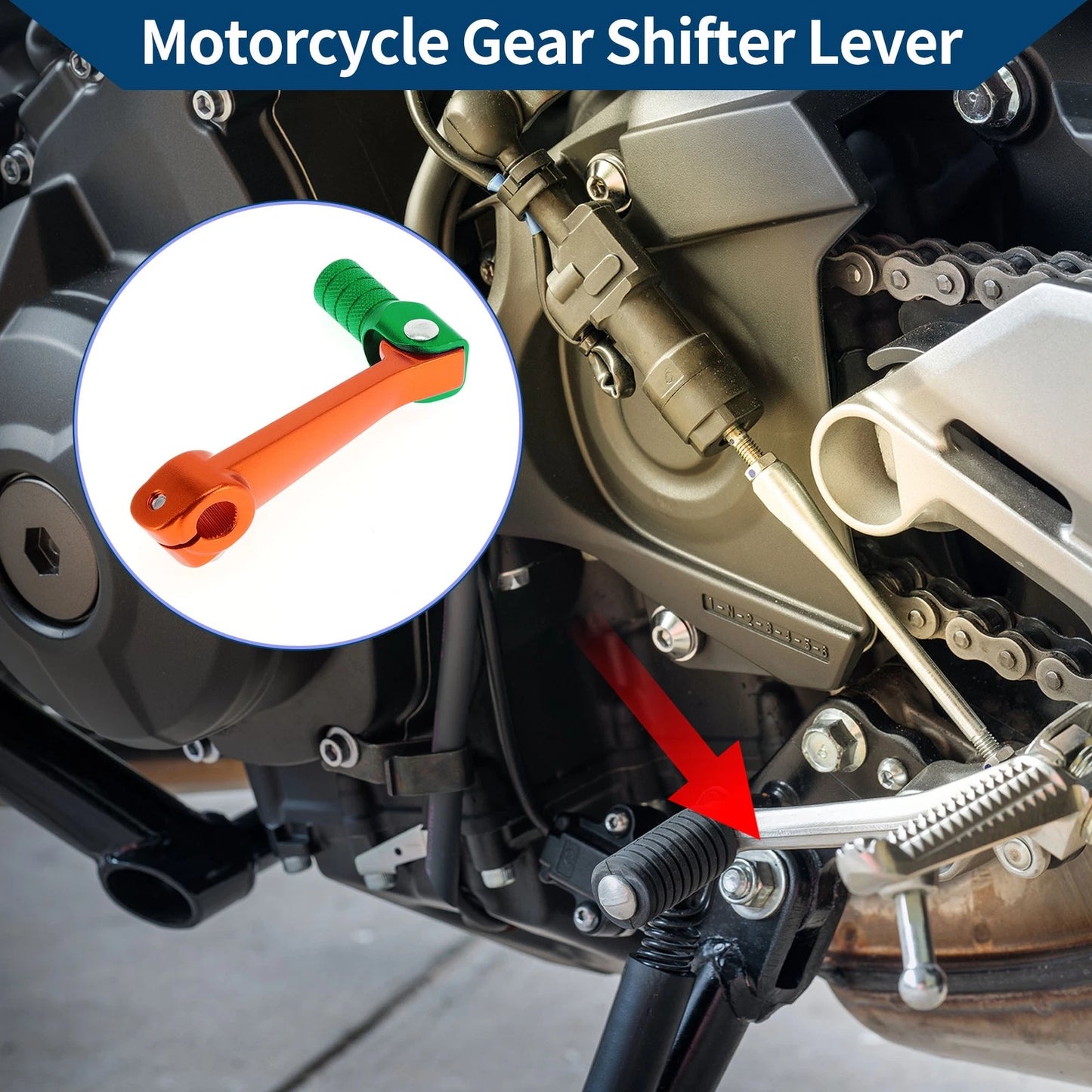 Folding Gear Shifter Lever for Bosuer M5 Orange Lever Green Head