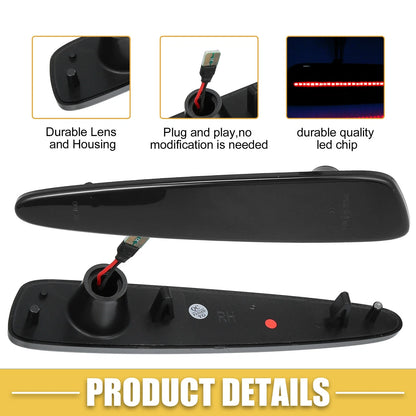 1 x Pair Rear LED Side Marker Light for Chevy Corvette Black Lens Red