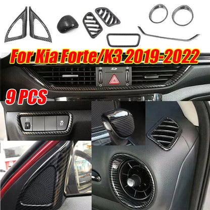 9x ABS Carbon Fiber Pattern Interior Full SET Trim for Kia Forte/K3 (2019–2022)