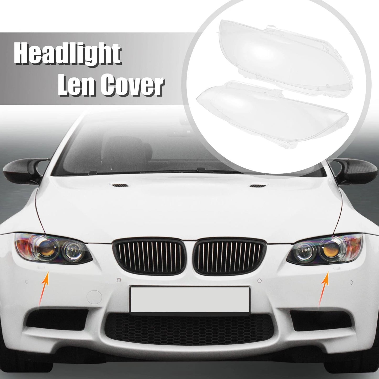 1 Pair Front Headlight Lens Cover PC Shell for BMW M3 (2008-2013)