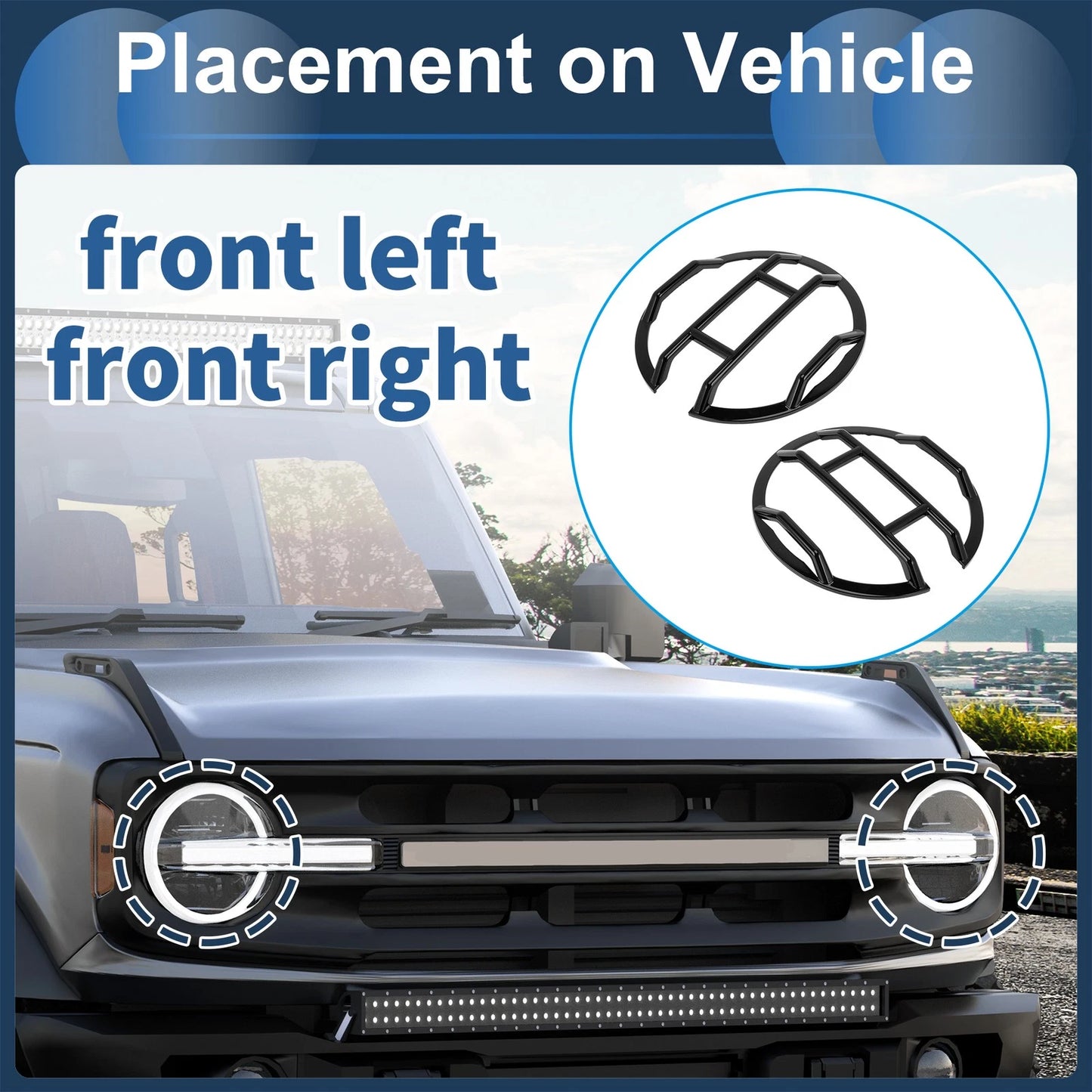 Front Left & Right Headlight Trim Bezels for Ford