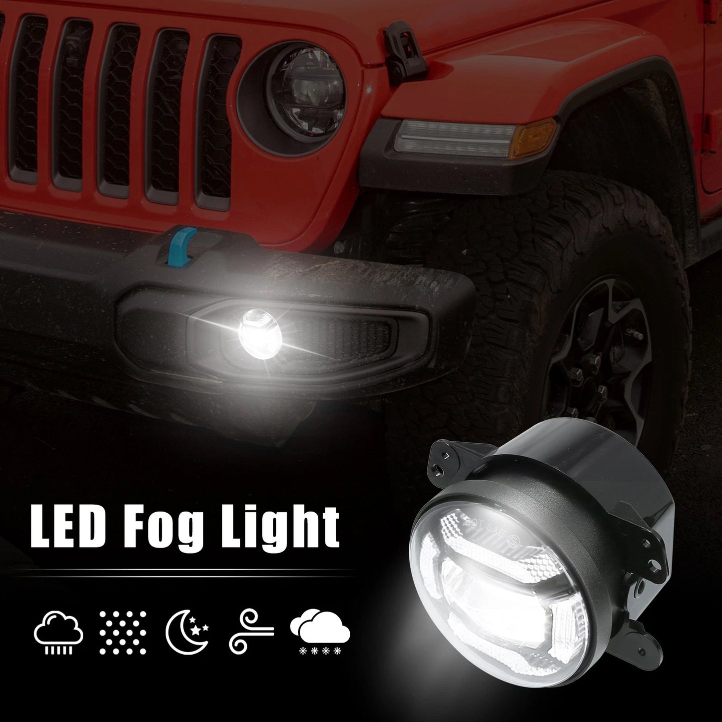 Pair 4 Inch LED Fog Light for Jeep Grand Cherokee (2011-2013)