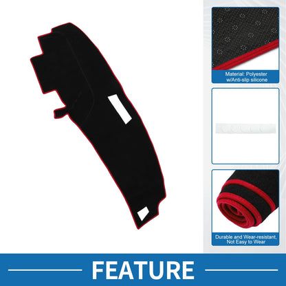 Dashboard Cover Mat for Ford Ranger 1989-1994 Sun Protector Pad Black Red