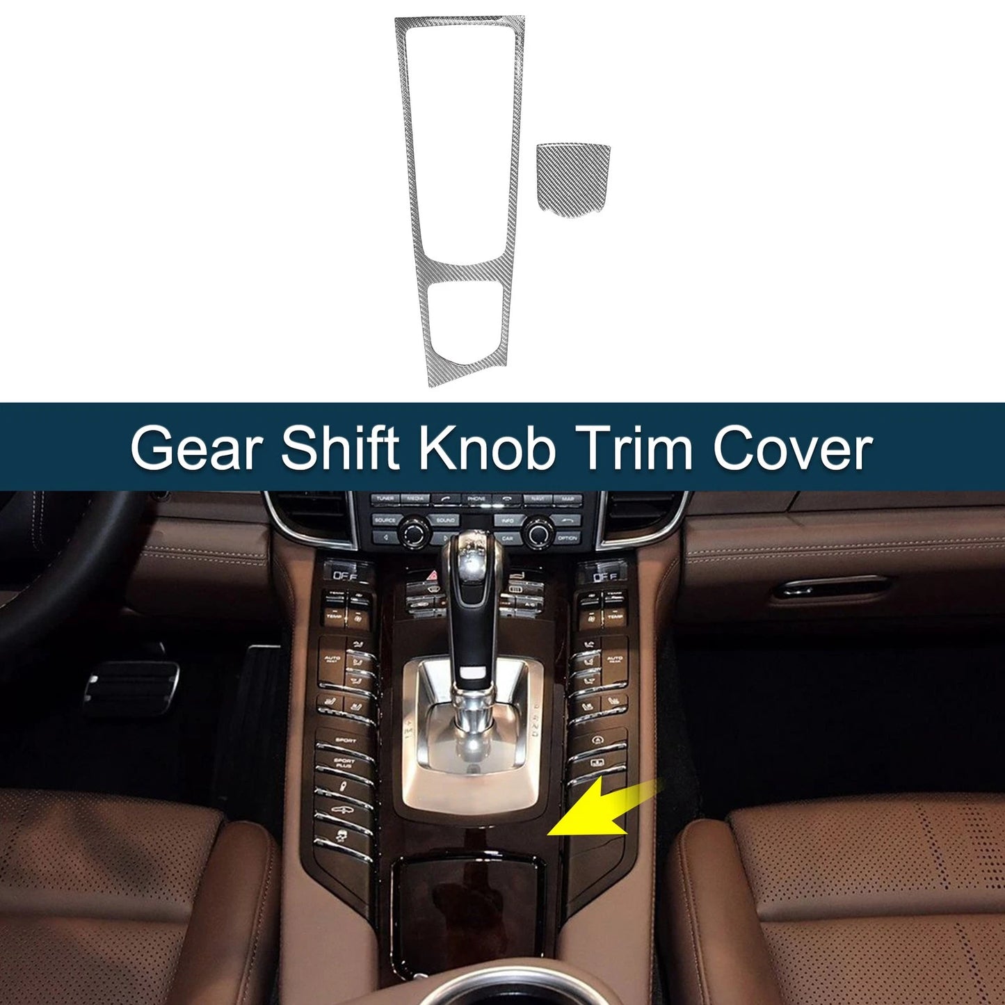 ABS Gear Shift Knob Cover Sticker for Porsche Panamera (2010-2016) Silver Tone