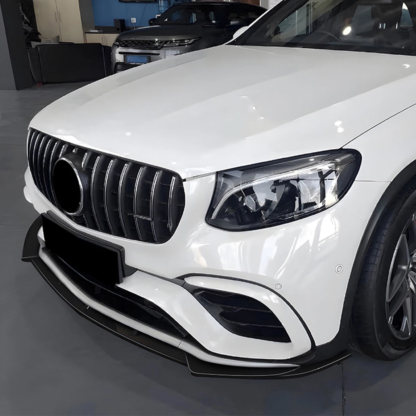 Gloss Black Front Bumper Lip for Benz GLC63 AMG X253 (2016-2019)