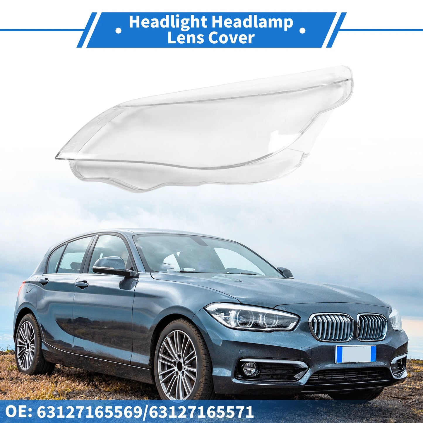 1 Pc Front Left Headlight Lens Cover for BMW 5 Series (2005-2010)