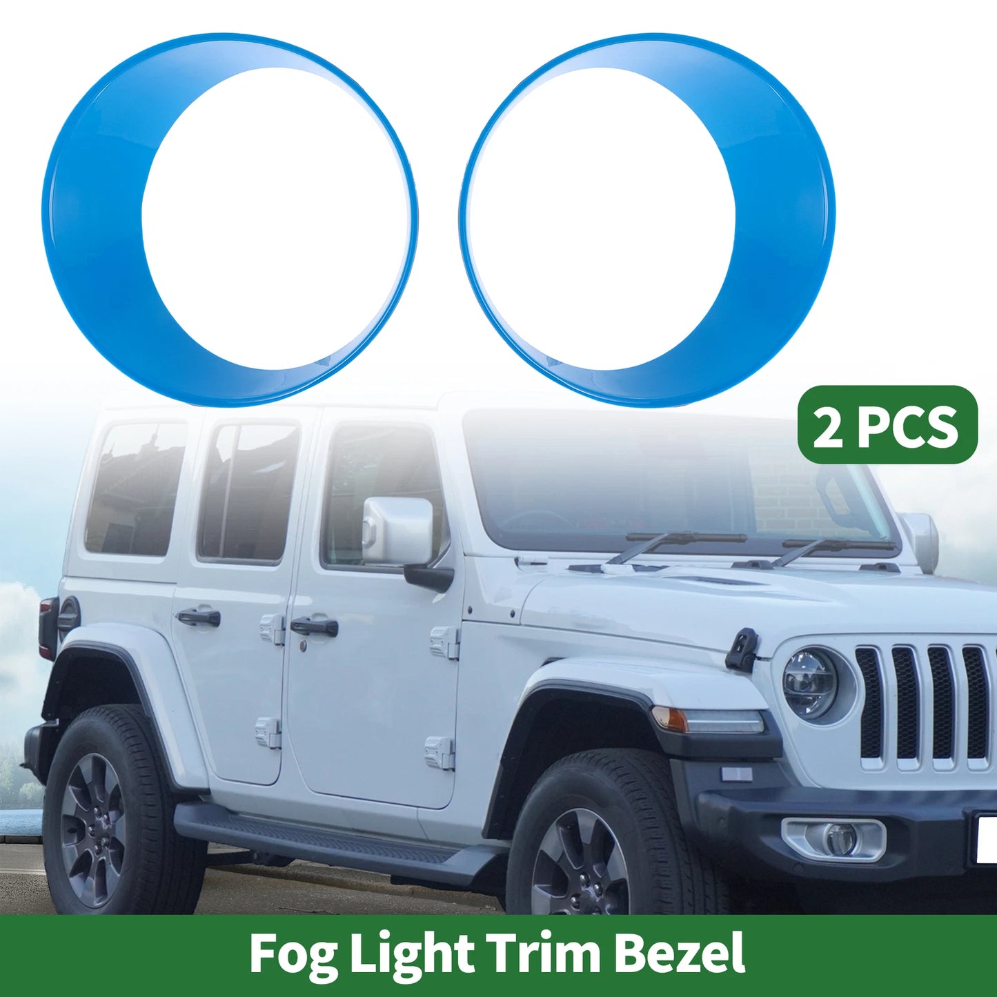 2 x Car Headlight Trim Bezels for Jeep Wrangler (2024) - ABS Light Blue