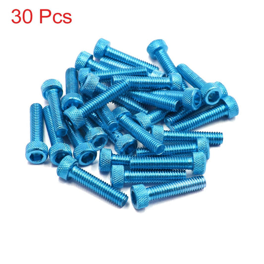 30pcs Blue M6 x 30mm Hex Socket Fasteners Bolts Screws for Motorcycle Car