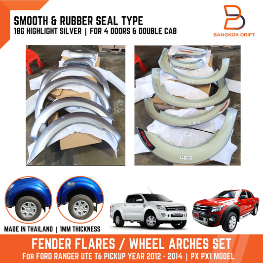 18G Silver Fender Flares for Ford Ranger Ute T6 PX (2012-2015)