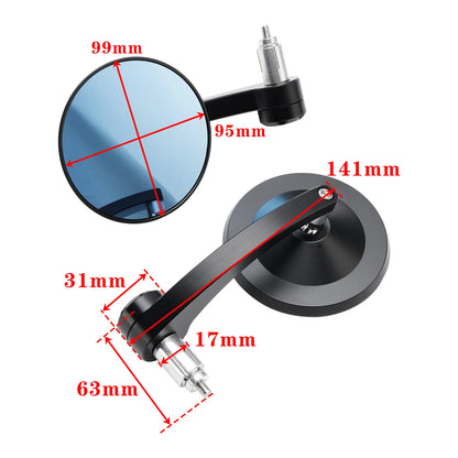 2 x Round Handlebar Mirrors for Motorcycle 7/8" Blue