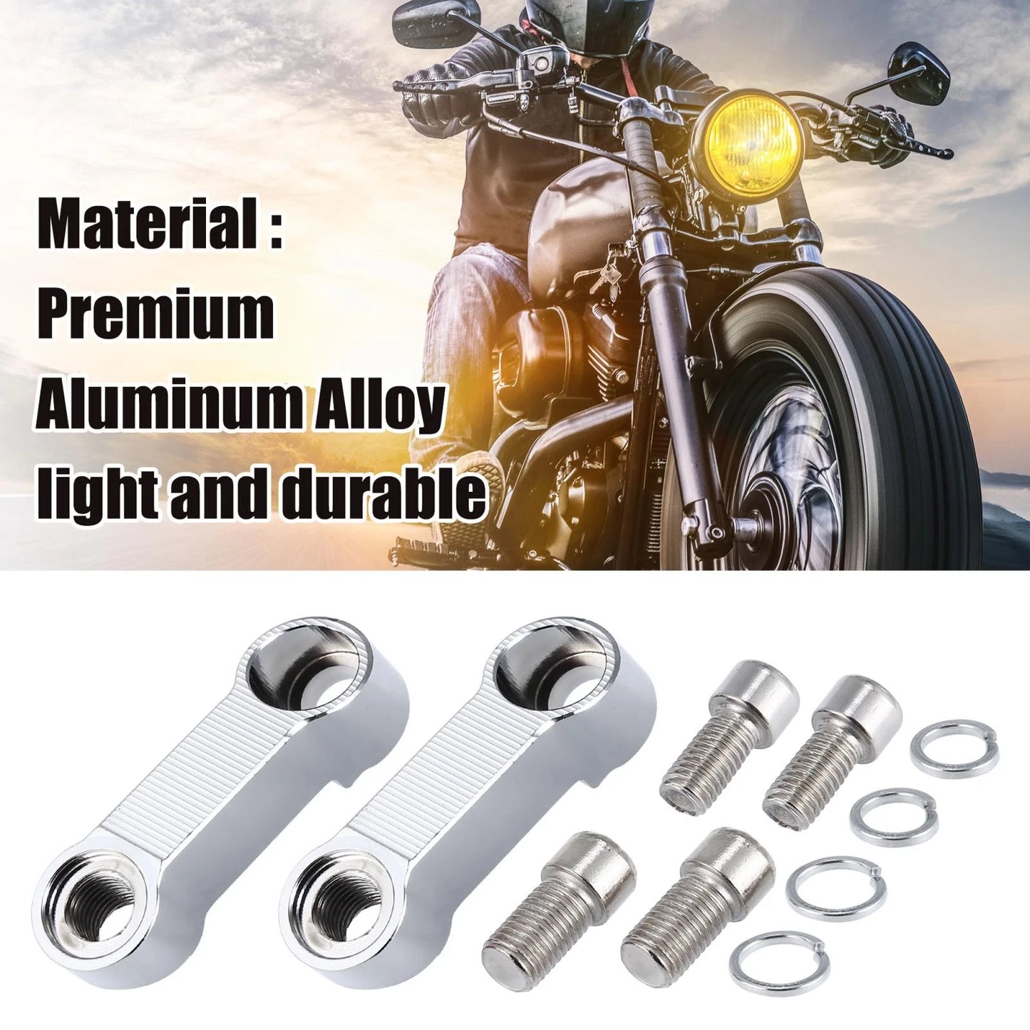 Pair Motorbike 10mm 8mm Mirror Extend Adapter for Honda Yamaha Silver Tone
