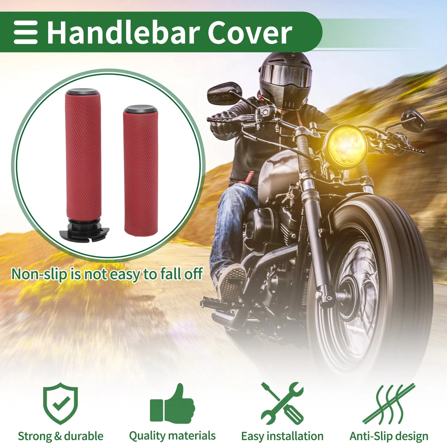 7/8" 22mm Hand Grips / Handlebar Grips TPU Dark Red