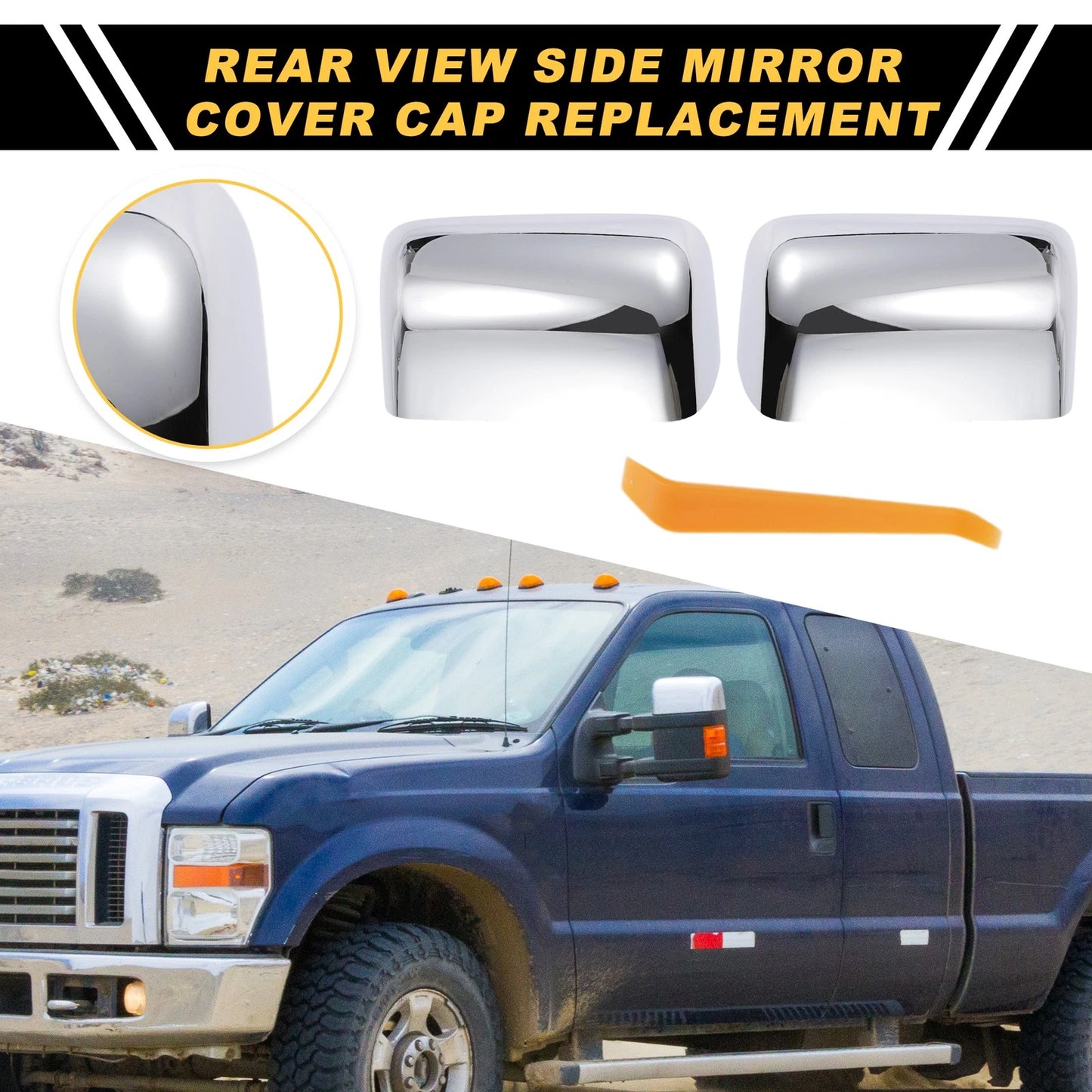 Rearview Mirror Cover Cap Chrome Plated for Ford Excursion F150 F250 F350