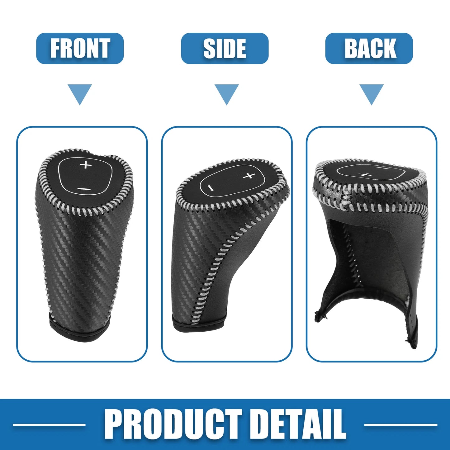 Gear Shifting Knob Cover Trim for Chevy Equinox Malibu Black Gray Stitches