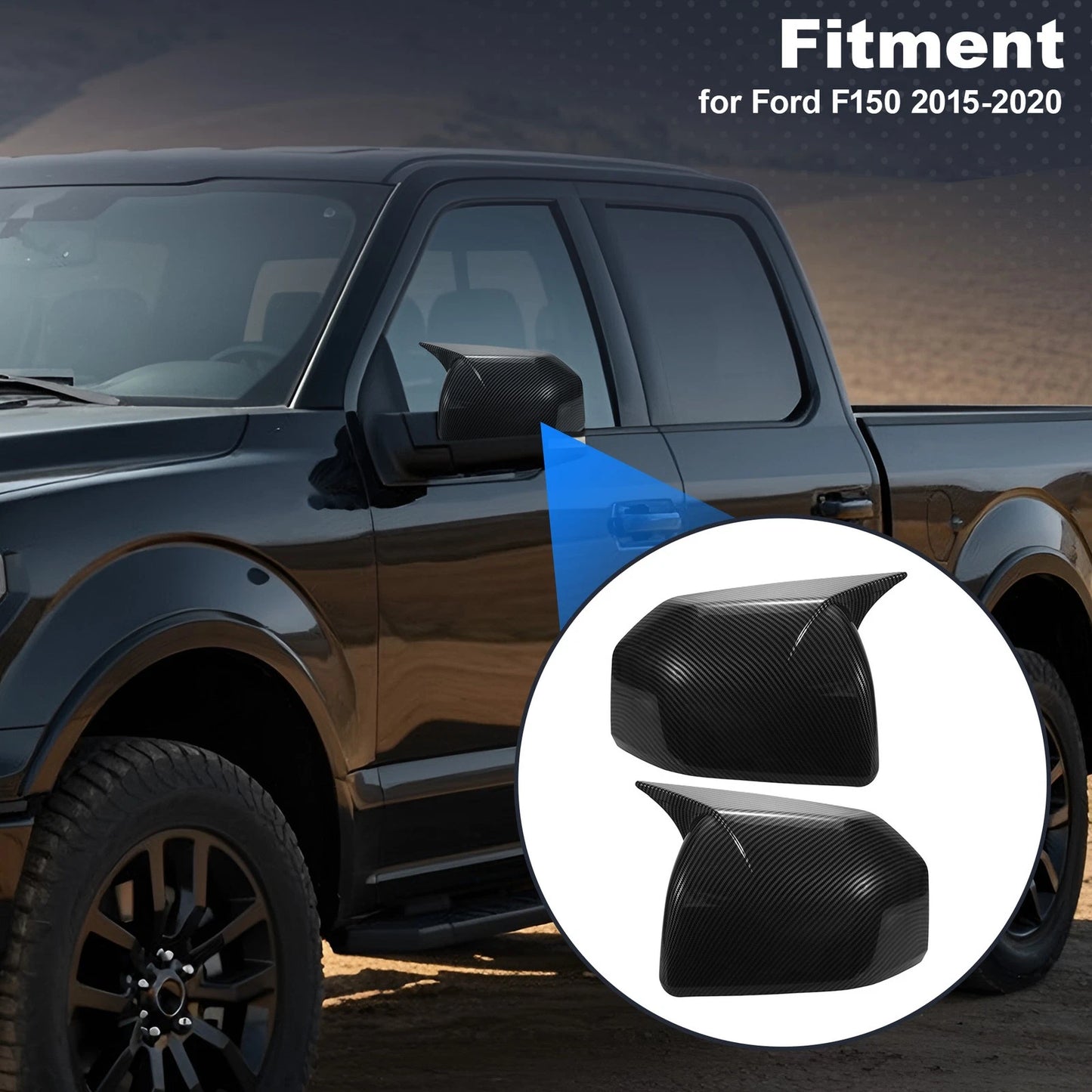 2 x Left Right Side Rear View Mirror Covers for Ford F150 (2015-2020)