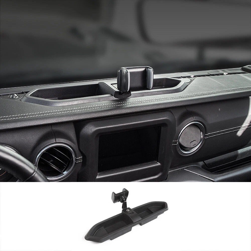Phone Holder Mount With Storage Box Tray for Jeep Wrangler JL JT (2018–2024)