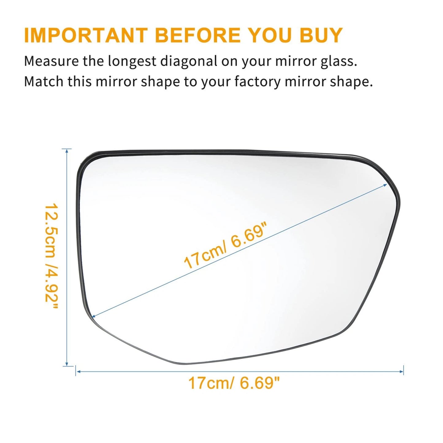 Heated Right Passenger Side Mirror Glass for Honda Civic (2016-2023)