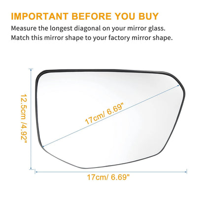 Heated Right Passenger Side Mirror Glass for Honda Civic (2016-2023)