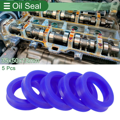 Oil Seal 35x50x12mm TPU Rotary Shaft Seal High Pressure Blue 5 Pcs