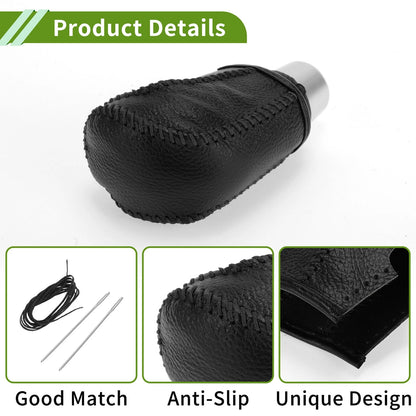 Gear Shift Knob Cover for Honda Civic Pebbled Black Faux Leather (2016-2021)