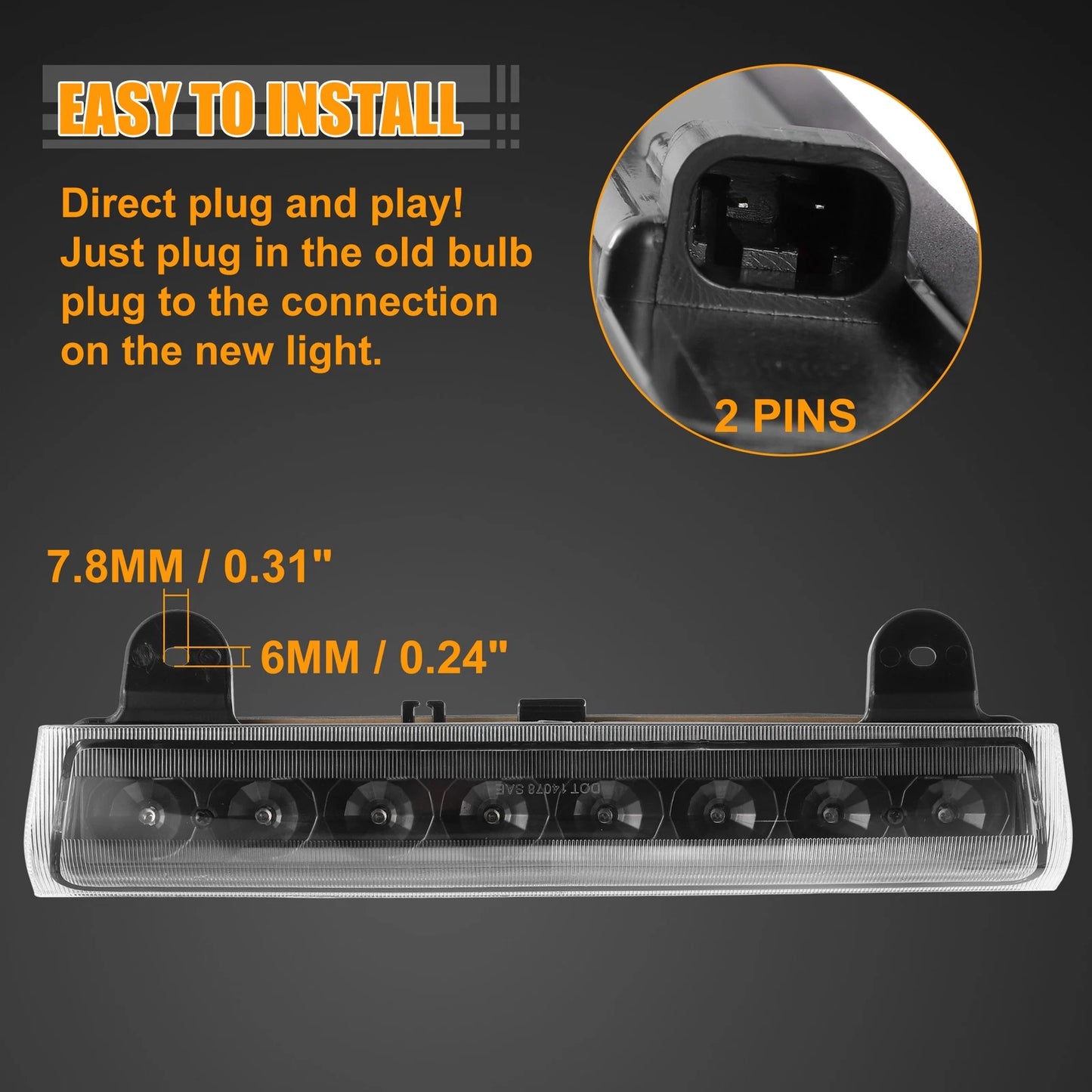 LED Third High Mount Brake Light for Chevrolet Suburban ABS Black