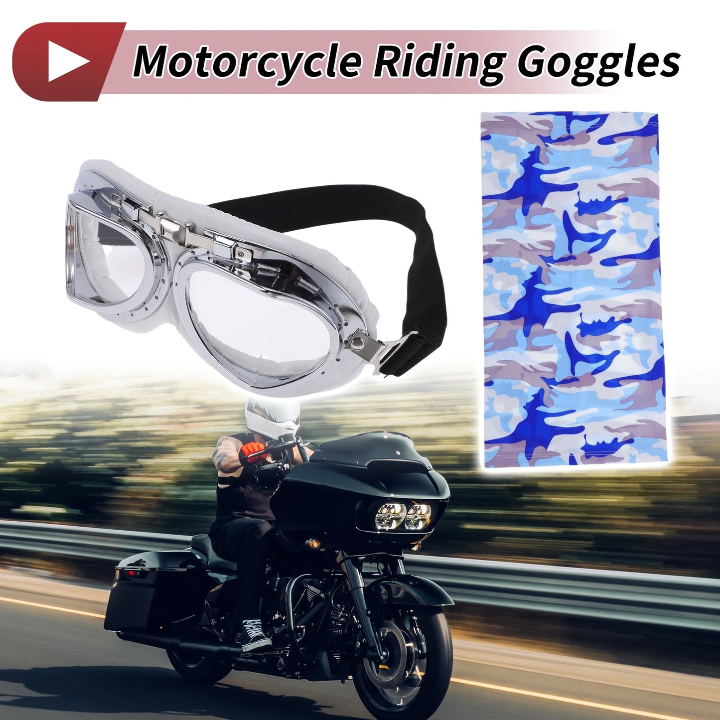 Goggles 1 x Motorcycle Goggles Transparent Lens Frame PU Cycling Sunglasses