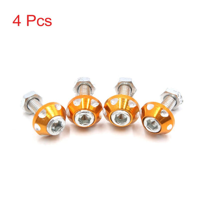 4Pcs Gold Tone Aluminum Alloy Car Motorcycle License Plate Bolt Screw