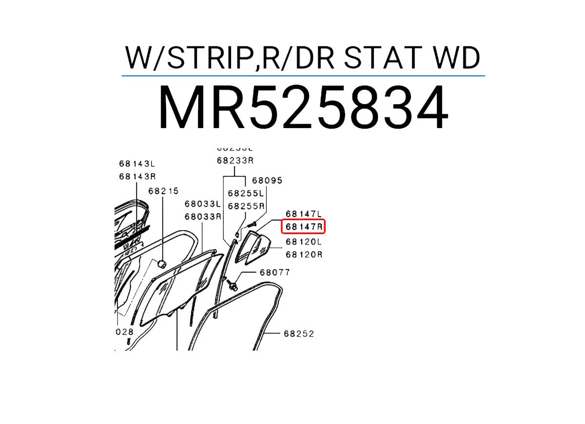 Quarter Glass Rubber Seal for Lancer Evolution 7 8 9 (2001-2007)