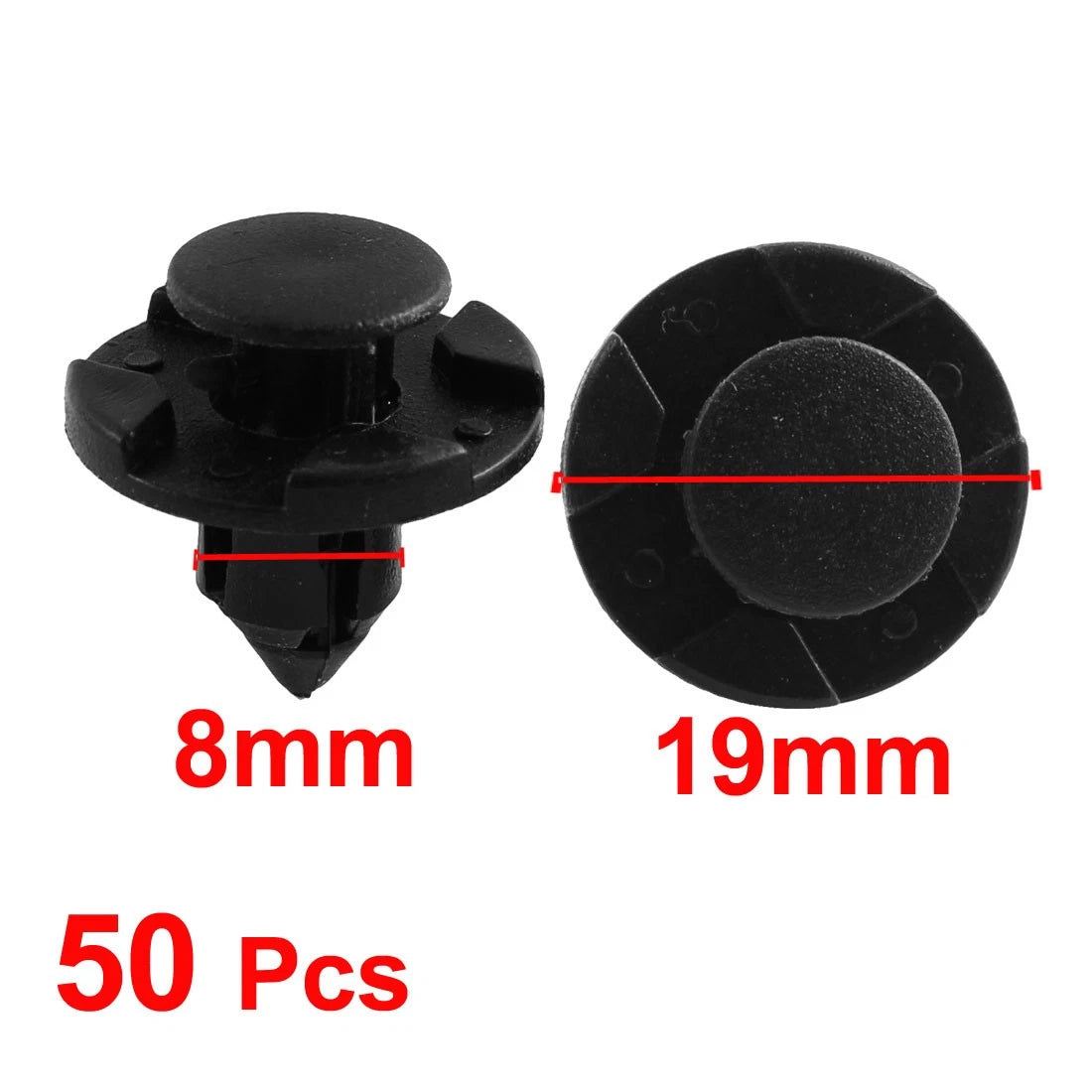 50 x Black Plastic Rivet Trim Retainer Clips 8mm x 13mm x 19mm for Toyota