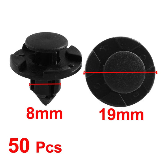 50 x Black Plastic Rivet Trim Retainer Clips 8mm x 13mm x 19mm for Toyota