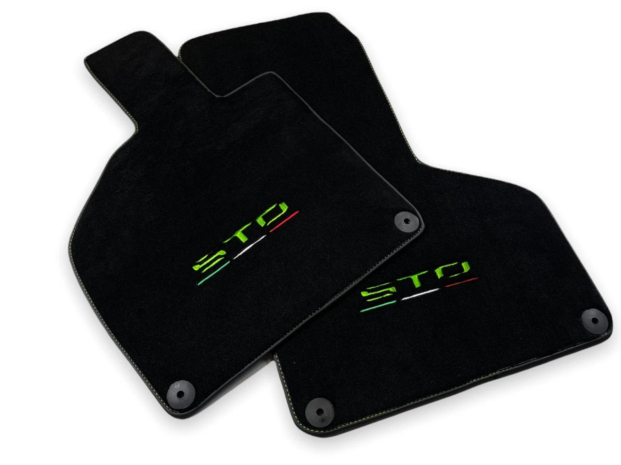 Floor Mats for Lamborghini Huracan STO 2014-2022 Black Green Stitching