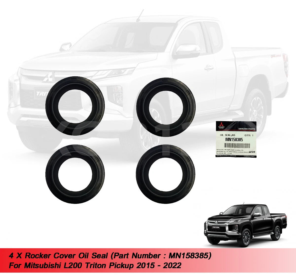 4 x Rocker Cover Oil Seals for Mitsubishi L200 Triton (2015-2022)