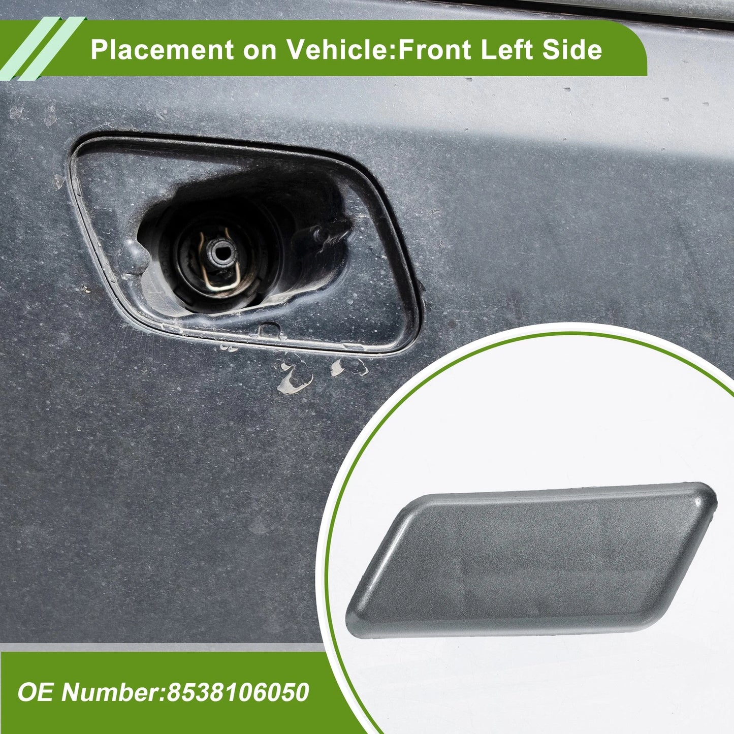 Front Left Washer Cover Cap Gray for Toyota Camry (2009–2012)