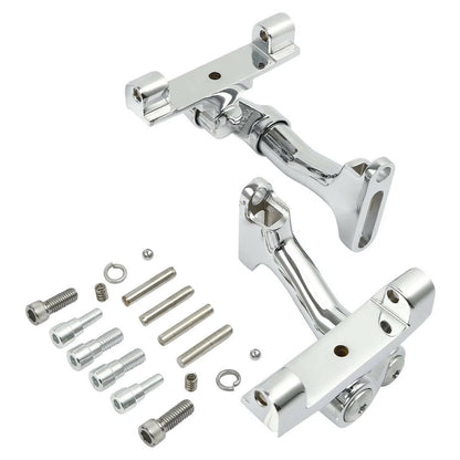 Chrome/Blk Passenger Adjustable Footboard Mount for Harley Touring (1993-2025)