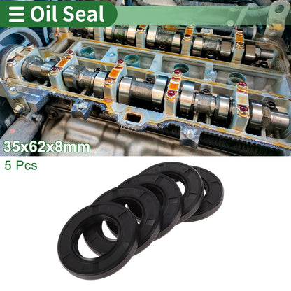 Oil Seal NBR Rubber 35x62x8mm High Pressure Black 5 Pcs