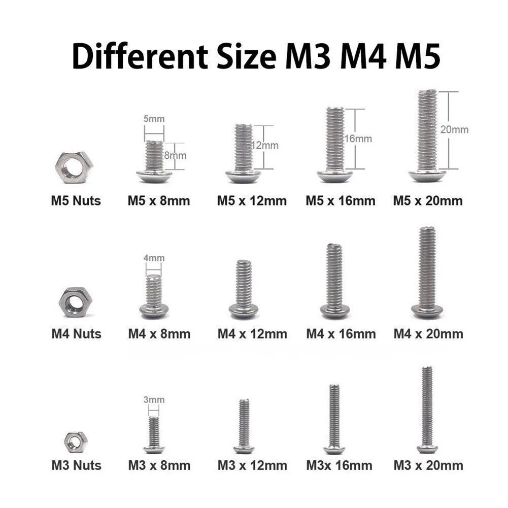 500 PCS Hexagon Socket Bolts and Nuts Set for M345