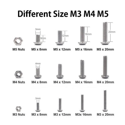 500 PCS Hexagon Socket Bolts and Nuts Set for M345