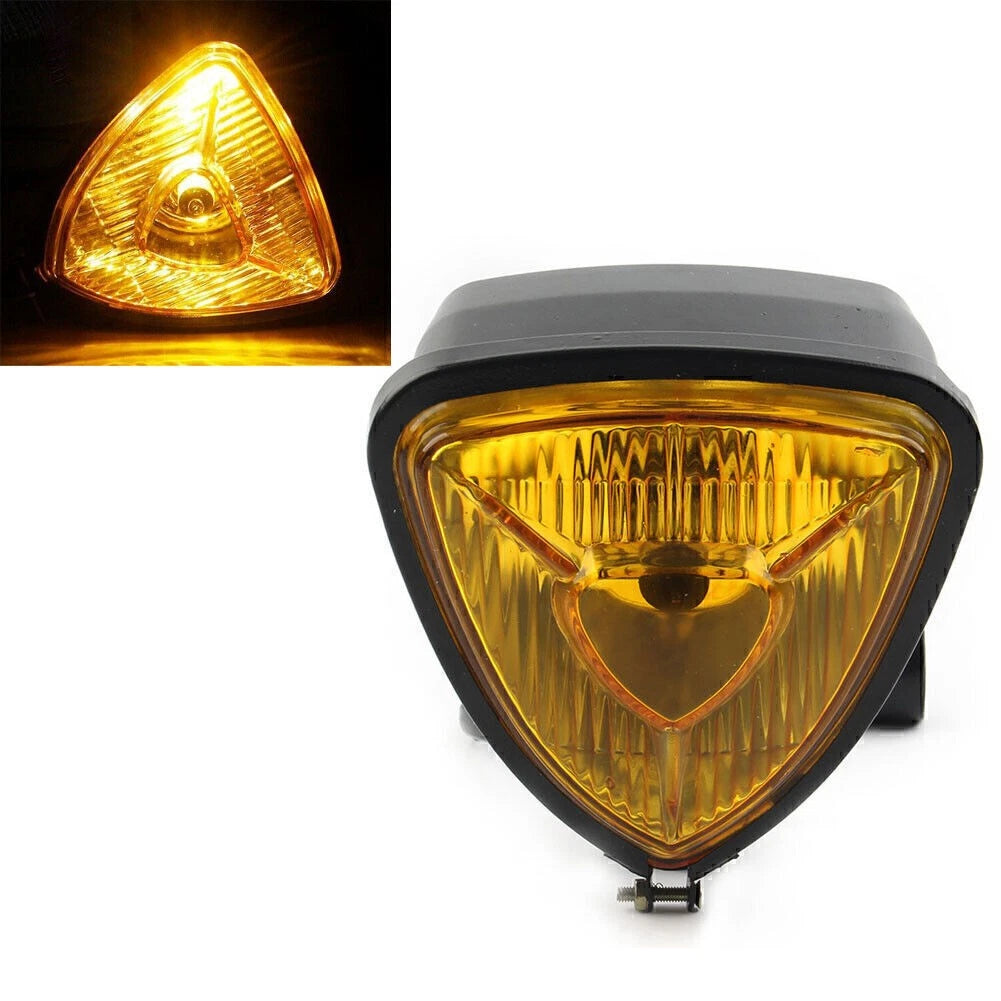 Amber Triangle Headlight Lamp for Harley Motorcycle Chopper Bobber (12V)