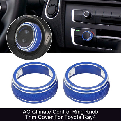 2 x Blue Climate Control Knob Ring Cover for Toyota RAV4 (2019–2021)