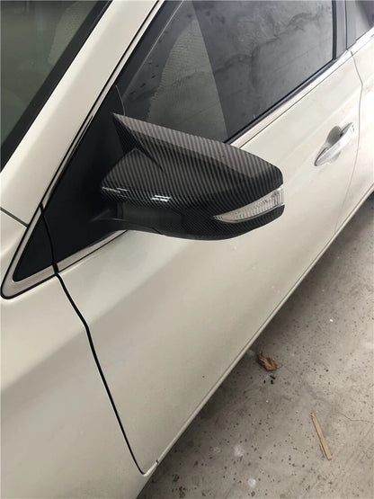 2 x Carbon Fiber OX Horn Side View Mirror Cover Trim for Nissan Altima (2013–2018)