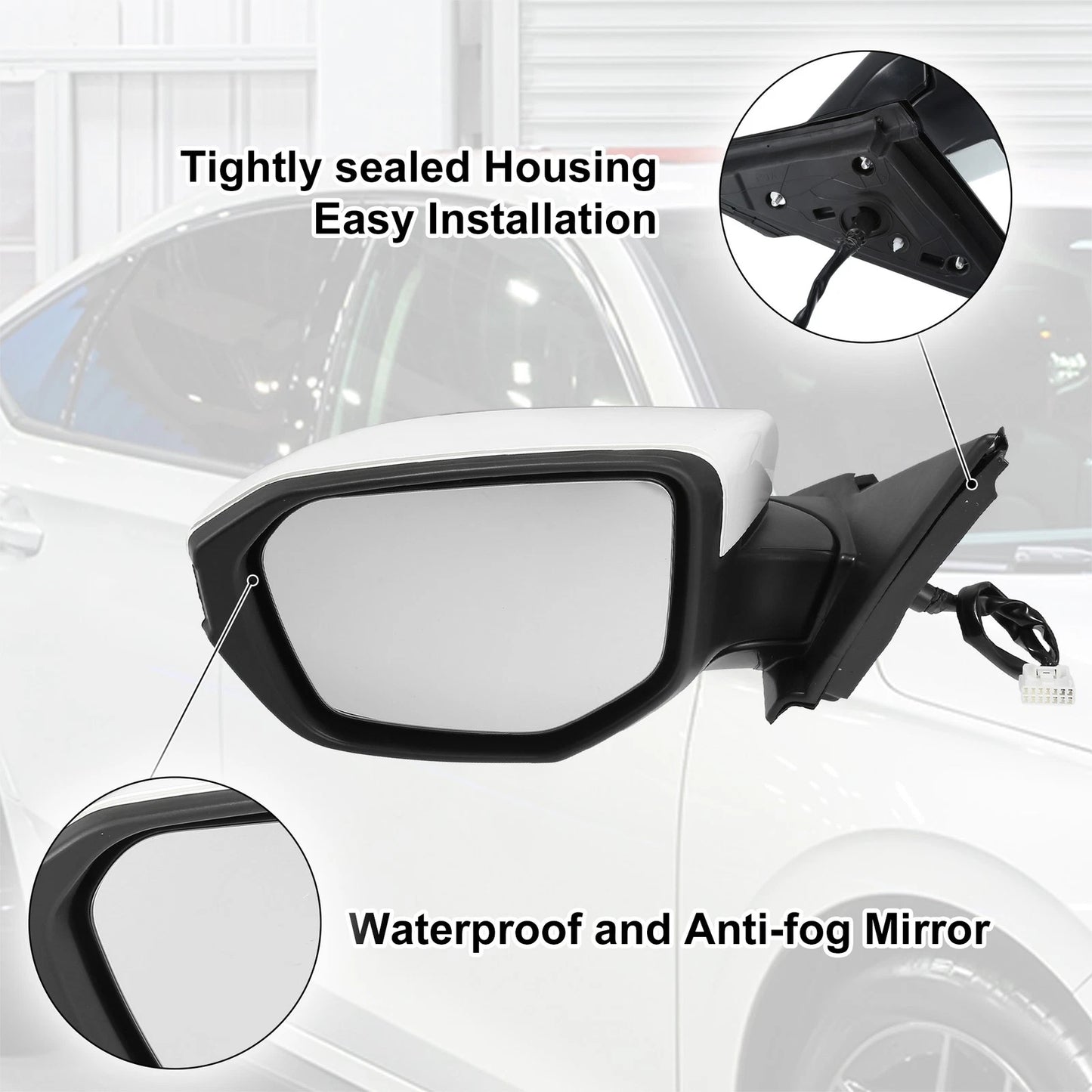 5 Pin Left Side Exterior Door Mirror Assembly for Honda Civic (2016-2020)