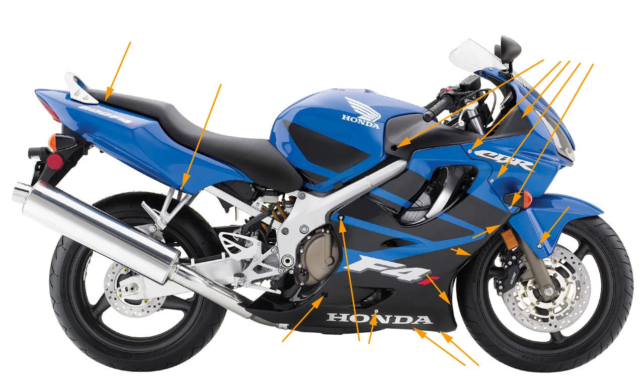 Carenado / y parabrisas tornillos for Honda CBR600F4i (2001–2007)