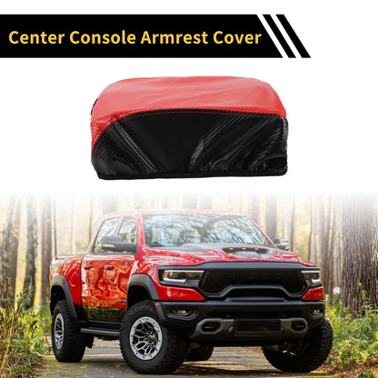 Console Lid Armrest Cover for Ford F-150 (2015-2020) Carbon Fiber Red