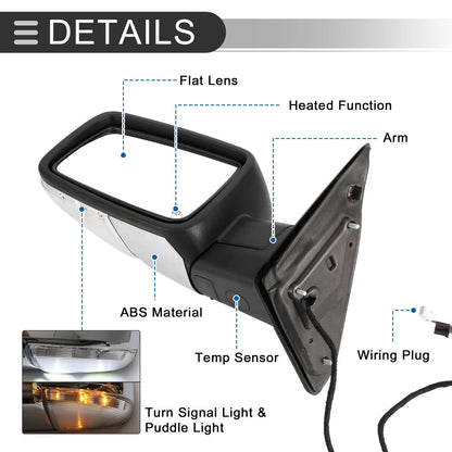 Tow Mirrors for Dodge Ram 1500 with Turn Signal Lights Silver Tone 1 Pair