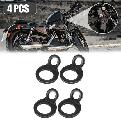 4pcs Stainless Steel Tie Down Anchor Hooks Strap Rings for Motorcycle Black