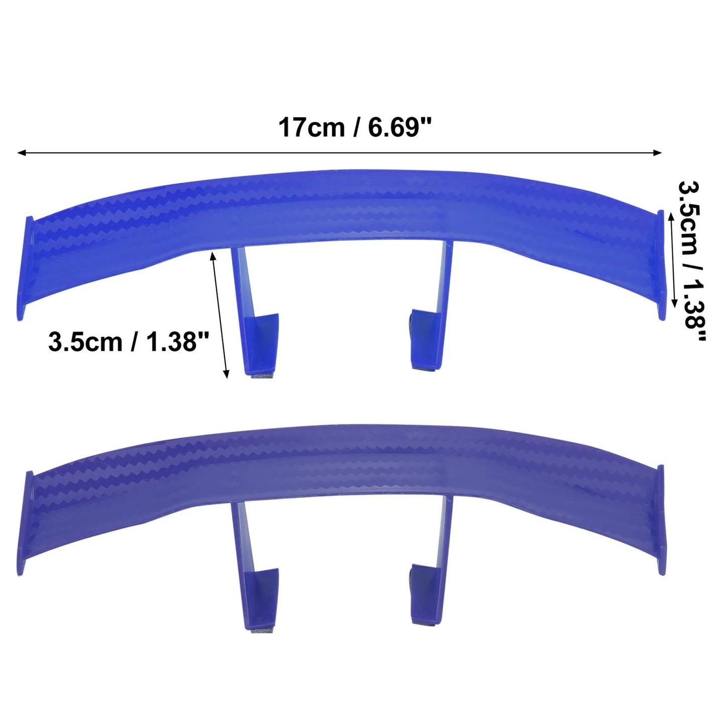 3 x Universal Mini Spoiler Wing Tail Decoration Blue ABS for Car